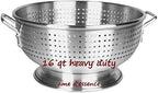 (16-QT) Aluminum Colander with Handles and Base Heavy Duty Commercial Grade