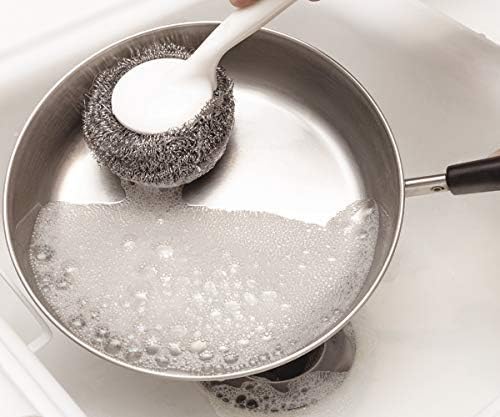 Stainless Steel Sponges Scourer Set with Handle 40 gram - Pack of 12 - Large Stainless Steel Scrubbers - Metal Scouring Pads - Stainless Steel Pot, Pan, Cast Iron Cleaner