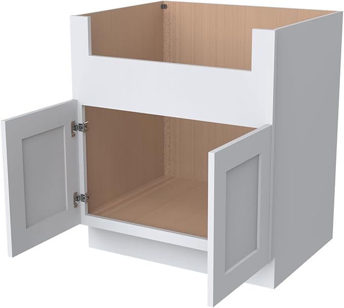 Solid Wood Bathroom Vanity Sink Base Cabinet – Shaker Style RTA Single Sink Cabinet with 2 Left Drawers, Double Doors & Soft Close Hardware for Bathroom Remodel (White, 33" W* 34.5" H* 24" D)