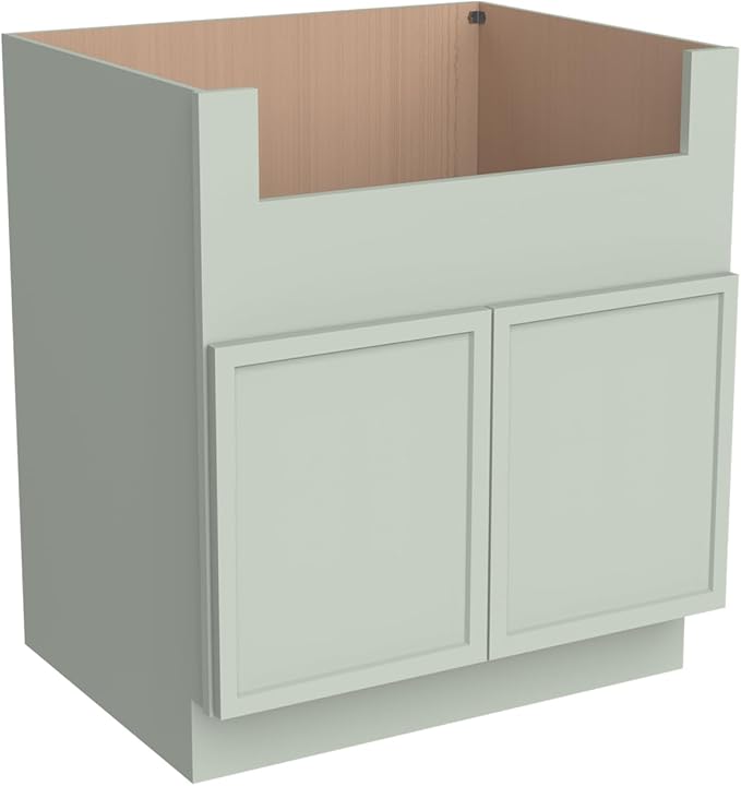 Solid Wood Bathroom Vanity Sink Base Cabinet Shaker Style RTA Single Sink Cabinet with 2 Left Drawers, Double Doors & Soft Close Hardware for Bathroom Remodel (NT-Jade Green, 33"W x 34.5"D x 24"H)