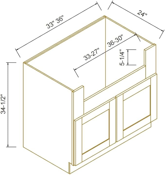 Solid Wood Bathroom Vanity Sink Base Cabinet – Shaker Style RTA Single Sink Cabinet with 2 Left Drawers, Double Doors & Soft Close Hardware for Bathroom Remodel (White, 33" W* 34.5" H* 24" D)