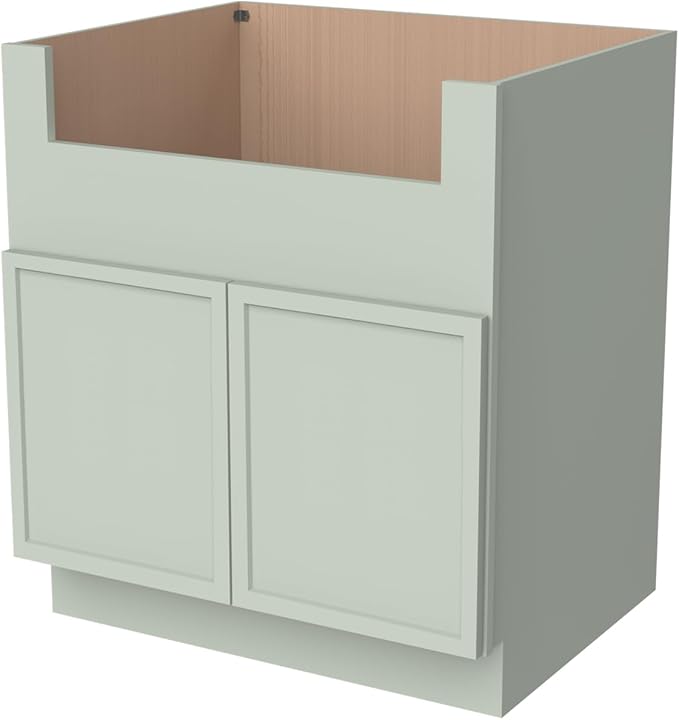 Solid Wood Bathroom Vanity Sink Base Cabinet Shaker Style RTA Single Sink Cabinet with 2 Left Drawers, Double Doors & Soft Close Hardware for Bathroom Remodel (NT-Jade Green, 33"W x 34.5"D x 24"H)