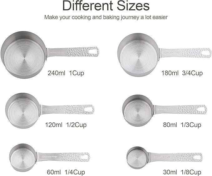 Smithcraft Measuring Cups and Spoons Set 14, Metric & US 18/8 Stainless Steel Measuring Cups and Spoons Set, Dry & Liquid Metal 6 Measure Cups & 7 Measure Spoons w/Leveler for Kitchen & Baking