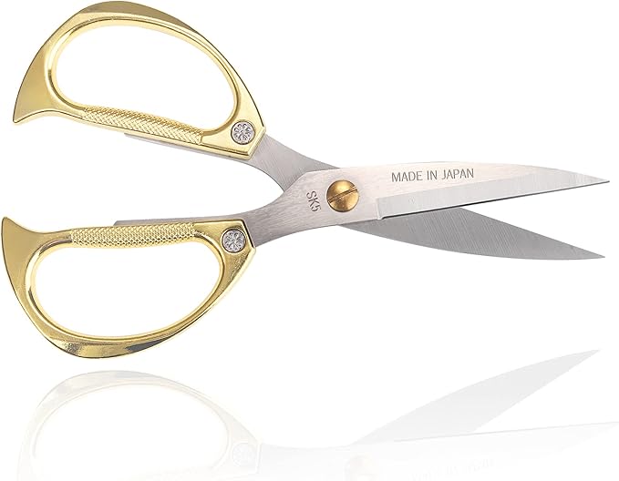 TONMA Kitchen Scissors [Made in Japan] Heavy Duty Stainless Steel All Purpose Kitchen Shears Tool With Ergonomic Handle for Herbs, Vegetable, Meat, Food, Pruning Plants Bonsai, Arts Crafting - Gold