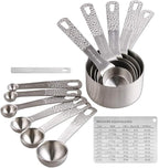Measuring Cups and Spoons Set 13, 18/8 Stainless Steel Measuring Cups and Spoons Set for Baking and Kitchen, Metal Measuring Cups Set