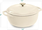 Best Choice Products 7.5 Quart Enamel Cast-Iron Round Dutch Oven, Family Style Heavy-Duty Pre-Seasoned Cookware for Home, Kitchen, Dining Room, Oven Safe w/Lid, Dual Handles - Vanilla Buttercream