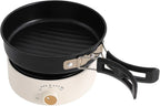 LYNICESHOP Electric Hot Cooker Pot, 110V Hot Pot with Steamer Steamer Mini Multifunctional Pan Portable Mini Travel Cooker Non-Stick Electric Skillet Ramen Noodles Pasta (White)
