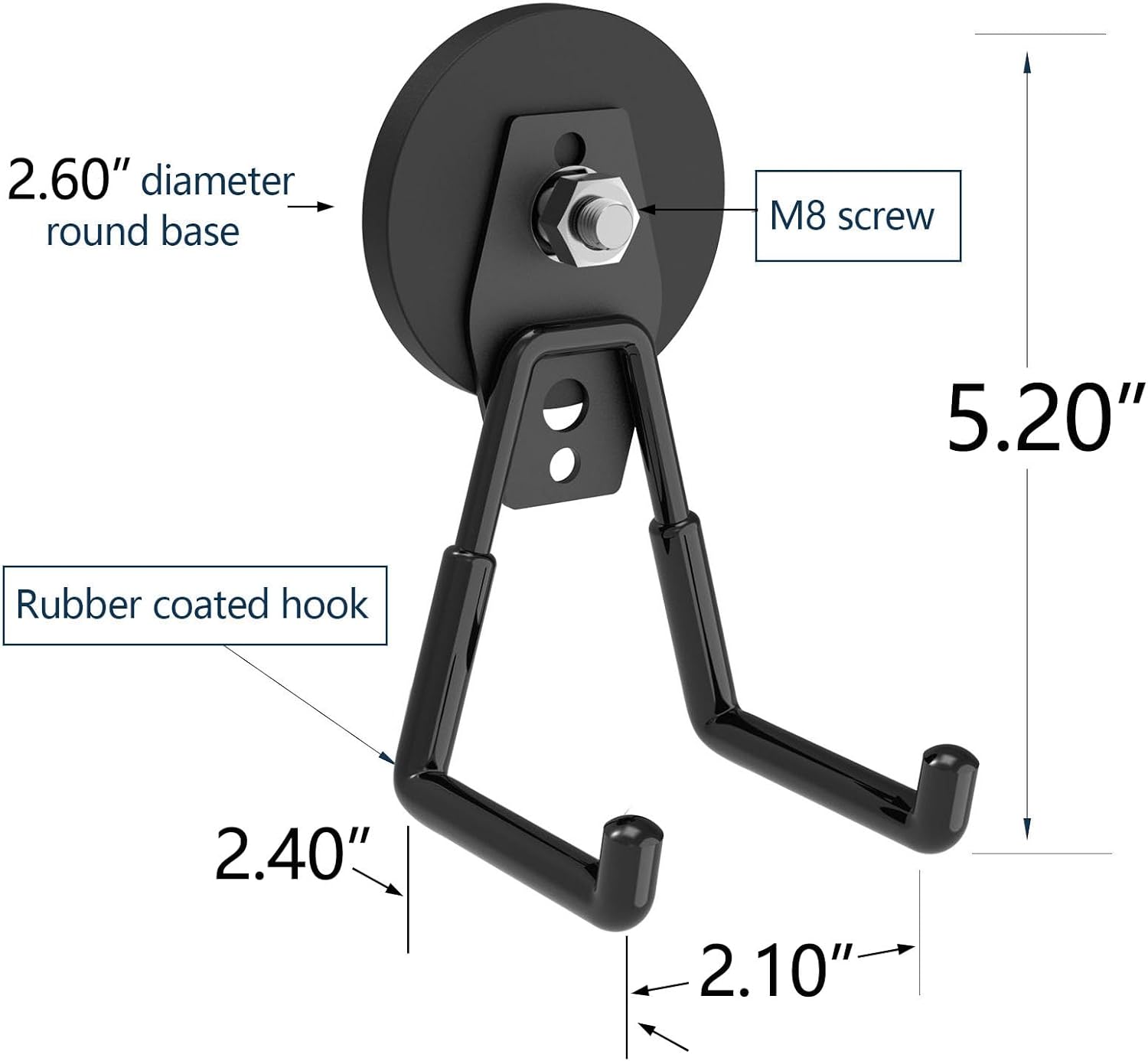 Heavy Duty Magnetic Hooks - 4Pack, Strong Large Magnet Hook, Magnetic Storage Hooks for Power Drill,Garden Tools,Hose,Pegboard,Garage,Workshop,Indoor and Outdoor Hanging Garage Hook