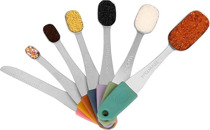 Magnetic Measuring Cups & Spoons Set 14, Heavy Duty Stainless Steel Measuring Cups and Spoons Set for Baking & Cooking, BPA Free, Round Measuring Set with Leveler, Color