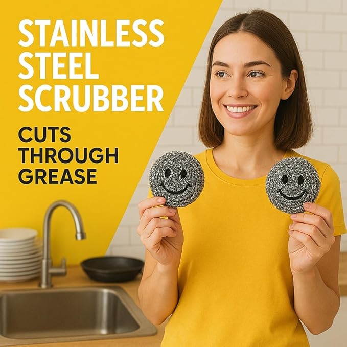 Pack of 12 + 1 Extra Steel Wool Scrubber - Heavy Duty Metal Scouring Pads, Stainless Steel Scrubbers for Cleaning Dishes, Pots, Pans, Grills, Ovens & Sinks (20gram Each)