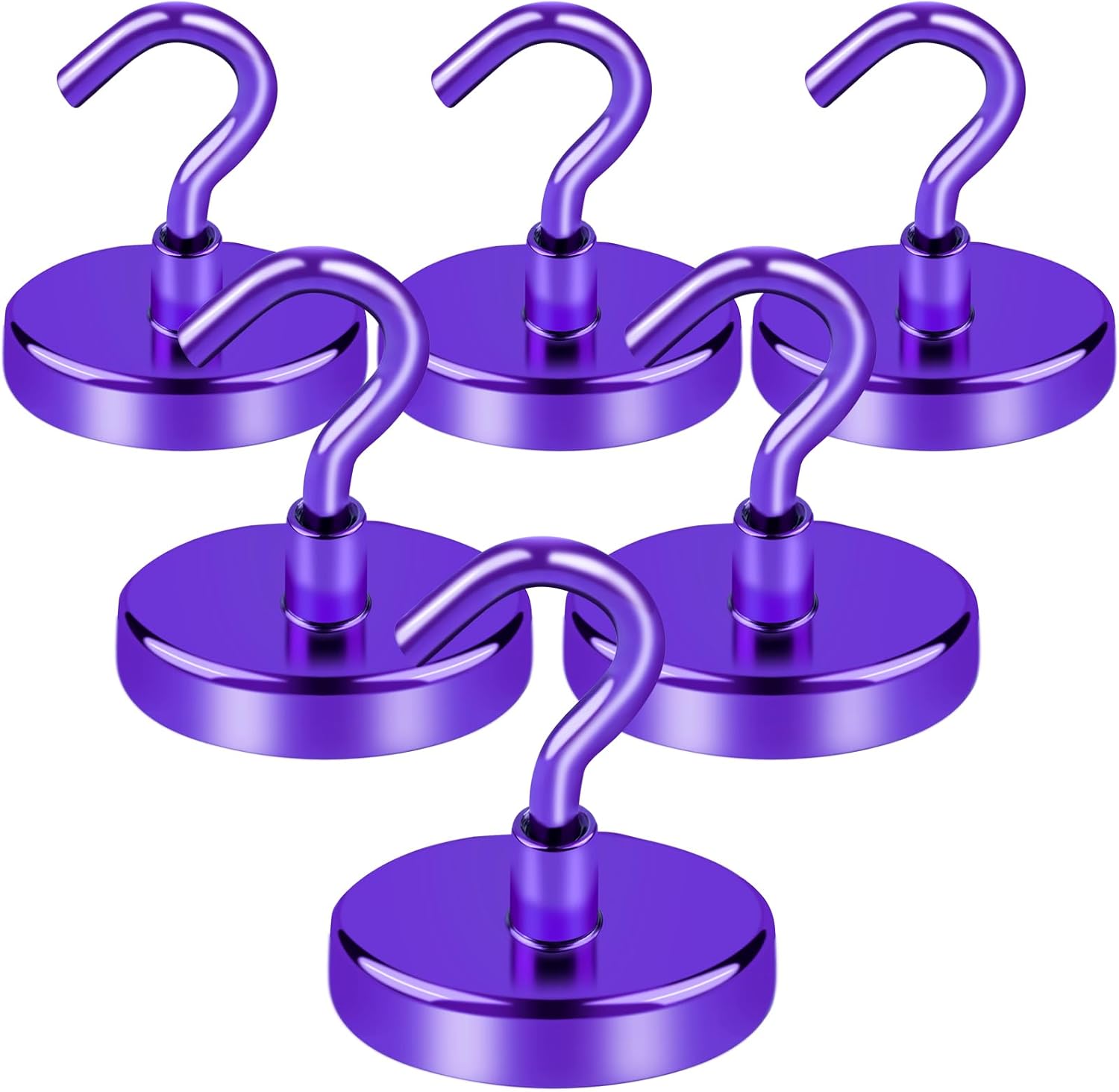 LOVIMAG Cruise Ship Essentials, 110Lbs Cruise Door Magnets, Purple Cruise Magnetic Hooks, Magnetic Hooks Heavy Duty for Hanging Celling, Grill, Refrigerator Kitchen-6 Pack