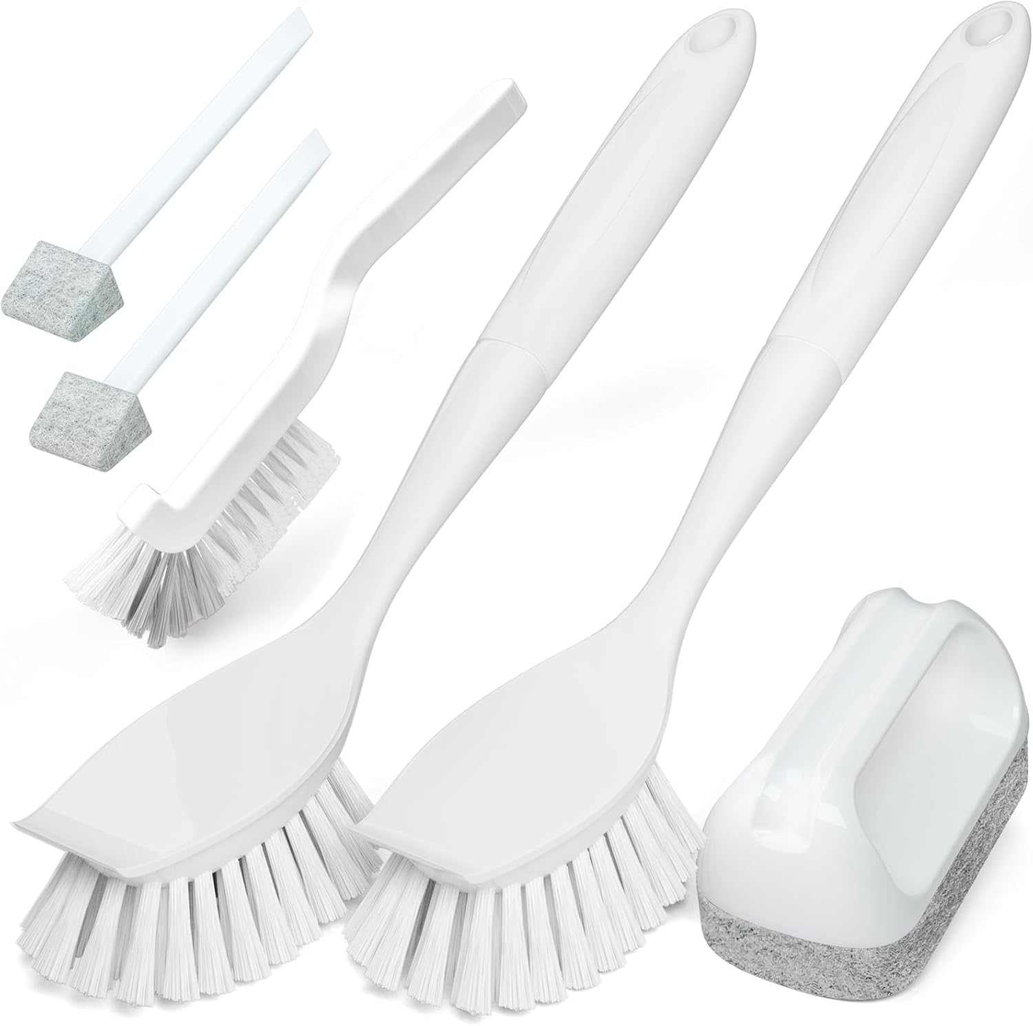 Holikme Cleaning Brush Set, Scouring Pad for Cleaning, Groove Gap Brushes for Pot, Pan, Kitchen Sink, Wire Brushes (White)