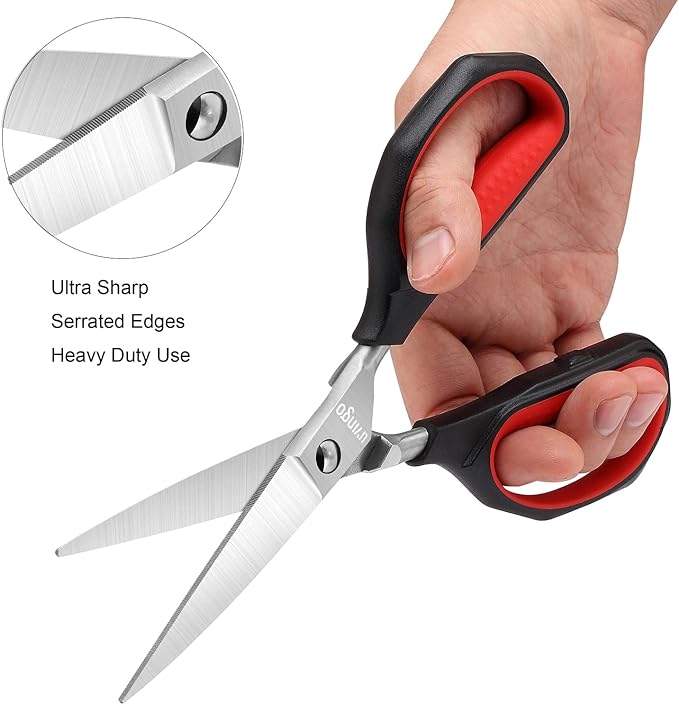 LIVINGO Kitchen Shears Heavy Duty: Cooking Scissors Dishwasher Safe Come Apart Sharp Forged Stainless Steel Blade Utility Food All Purpose for Cutting Poultry Chicken Meat Bones Vegetable, 8.5 inches