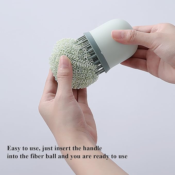 Stainless Steel Wire Sponge Substitutes with Handle Non-Scratch Pot Scrubber Household Kitchen Cleaning Sponge for Non-Stick Pans, Dish, Metal Pot, Sink (Nordic Blue)