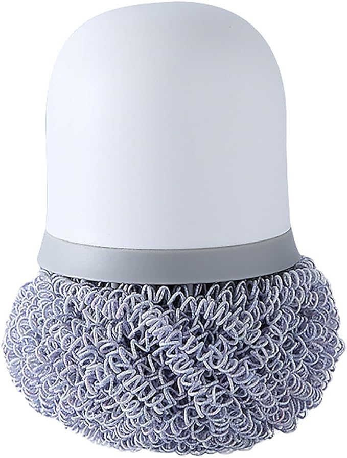 Stainless Steel Wire Sponge Substitutes with Handle Non-Scratch Pot Scrubber Household Kitchen Cleaning Sponge for Non-Stick Pans, Dish, Metal Pot, Sink (Nordic White)