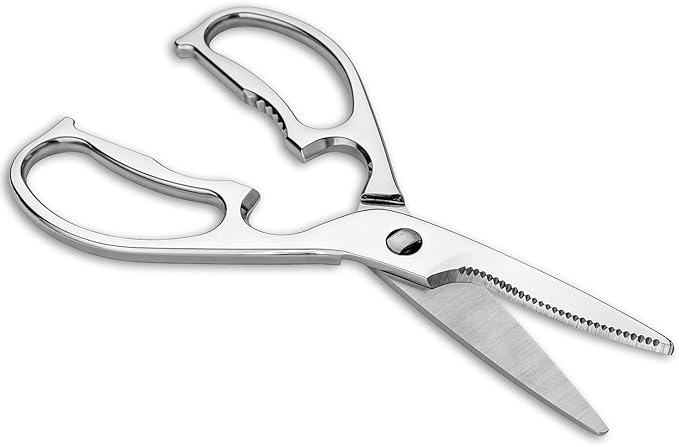 Come Apart Kitchen Shears by WELLSTAR, Multi-purpose Heavy Duty German Stainless Steel Food Scissors for Cutting Meat Poultry Chicken Vegetable, Durable One Piece Construction, Mirror Finish