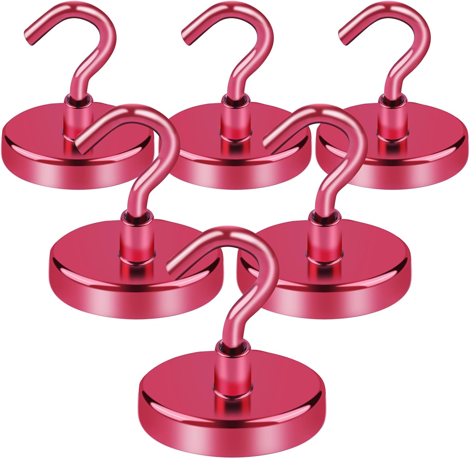 LOVIMAG Cruise Ship Essentials, 110Lbs Cruise Door Magnets, Red Cruise Magnetic Hooks, Magnetic Hooks Heavy Duty for Hanging Celling, Grill, Refrigerator Kitchen-6 Pack