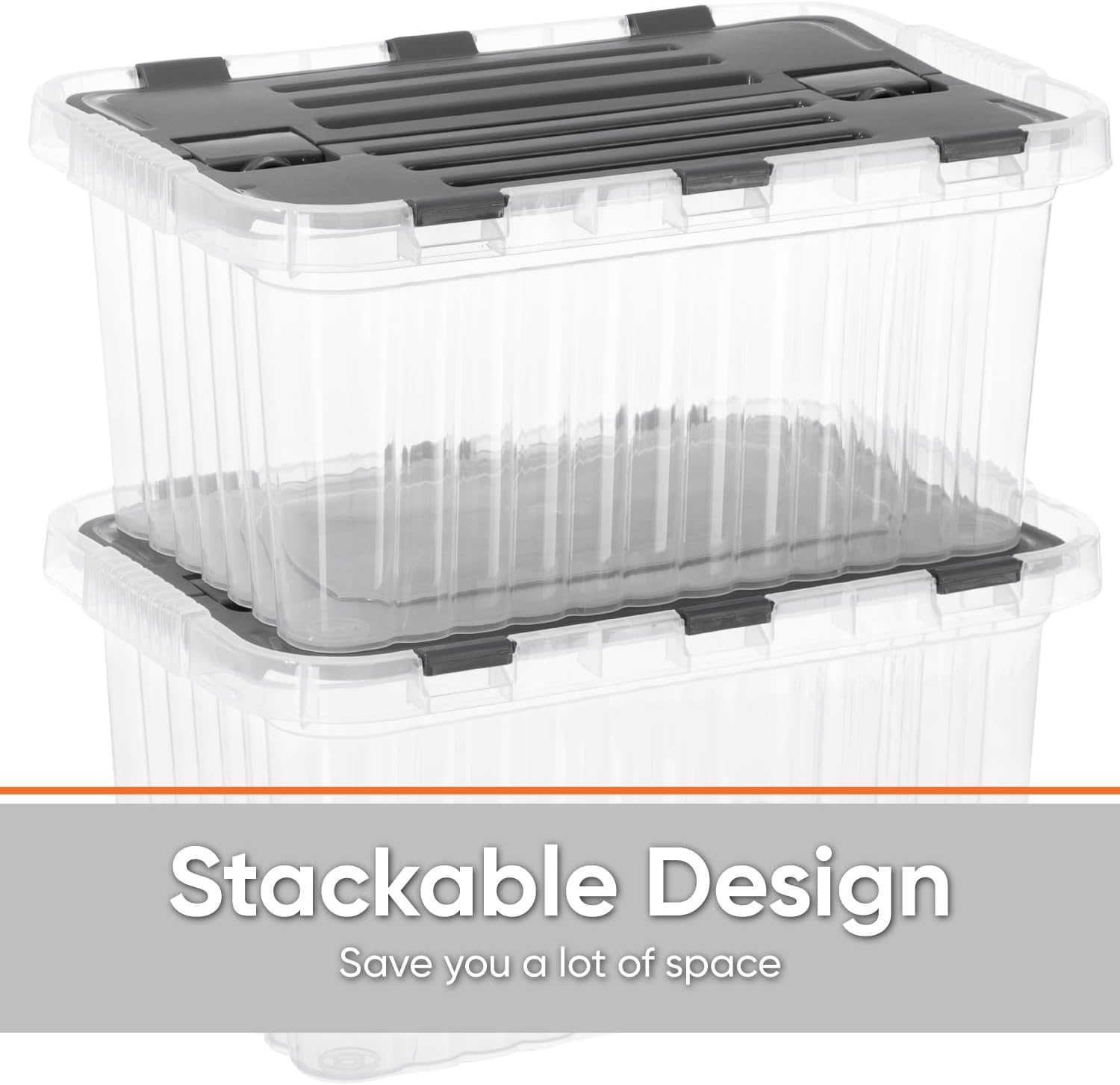 Superio Storage Bins with Lids, Clear Plastic Containers for Organizing, Stackable Totes, BPA Free, Odor Free, Organizer Boxes for Home, and Dorm (4 Pack, 15"x10"x10.25")
