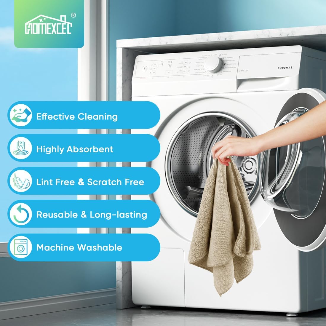 HOMEXCEL Brown Microfiber Cleaning Cloth, 12 Pack Premium Microfiber Towels for Cars, Lint Free, Scratch-Free, Highly Absorbent, Reusable Cleaning Rags for Car, Household, Kitchen, Window, 11.5"X11.5"