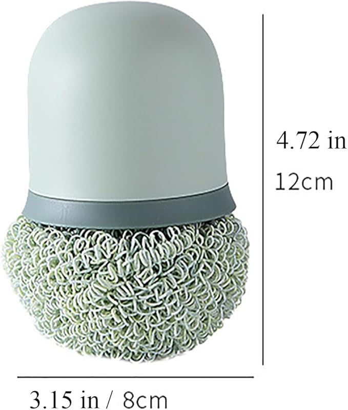 Stainless Steel Wire Sponge Substitutes with Handle Non-Scratch Pot Scrubber Household Kitchen Cleaning Sponge for Non-Stick Pans, Dish, Metal Pot, Sink (Nordic Green)