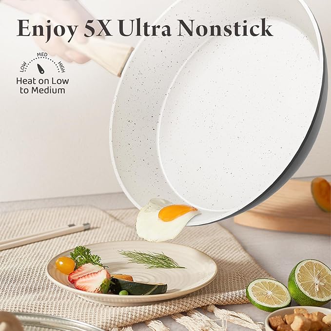 Pots and Pans Set, 24-Piece Non Stick Ceramic Cookware Set with 3 Stockpots-Healthy & Non-Toxic for Family Cooking, PFAS/PTFE/PFOA-Free, Lightweight & Easy to Handle, Induction Compatible