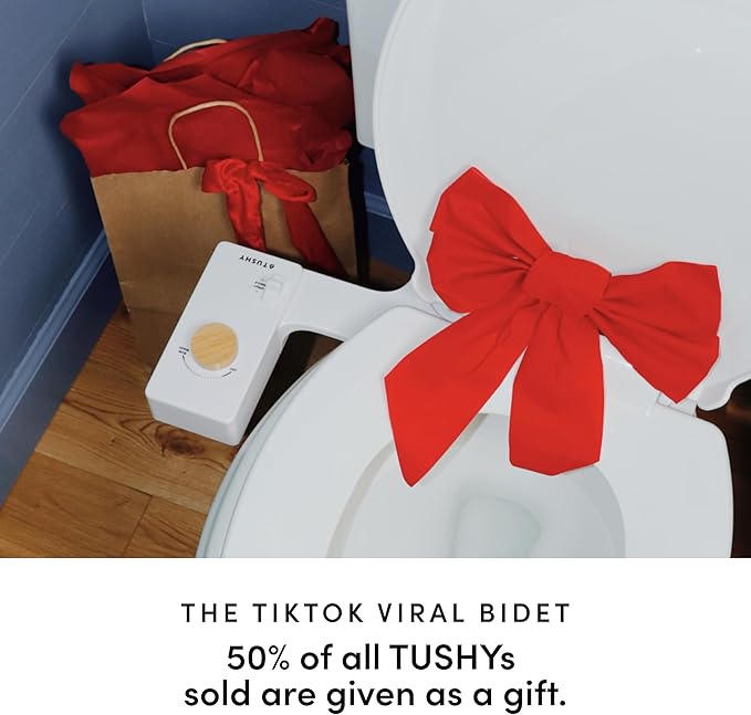 TUSHY Classic 3.0 Bidet Toilet Seat Attachment - A Non-Electric Self Cleaning Water Sprayer with Adjustable Water Pressure Nozzle, Angle Control & Easy Home Installation (White/Gunmetal)