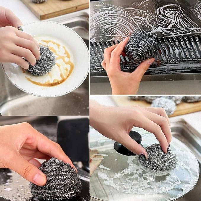 Stainless Steel Scouring Pads, 20 Pack Heavy Duty Scrubbers for Kitchen, Pots, Pans, Bathroom