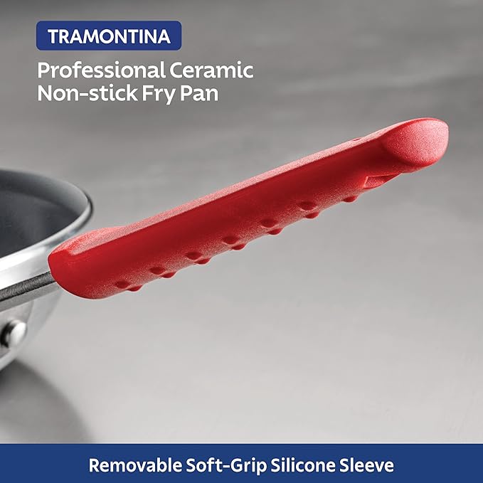 Tramontina Professional 10-Inch Ceramic Non Stick Frying Pan, Heavy-Gauge Aluminum Skillet with Ceramic Nonstick Coating, Dishwasher and Oven Safe, Gray