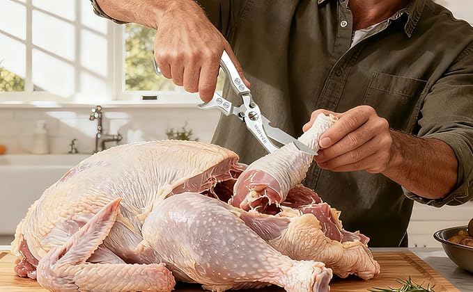 Heavy Duty Professional Poultry Shears Kitchen Scissors, Dishwasher Safe Japan Utility Shears Food Scissors for Chicken, Poultry, Fish, Meat Christmas Gifts for Men Women Mom Dad