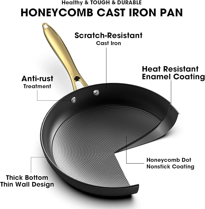 imarku Non Stick Frying Pans, Nonstick Cast Iron Skillets 3 Pcs - 8 Inch, 10 Inch and 12 Inch Nonstick Frying Pan Set, Professional Frying Pans Set, Frying Pan with Stay Cool Handle, Birthday Gifts