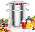 ROVSUN 8.5 Quart Juice Steamer Stainless Steel, Extractor Fruit Vegetables Juicer Steamer Pot, w/Tempered Glass Lid Clamp, Loop Handles, Ideal for Making Juice, Jelly, Pasta