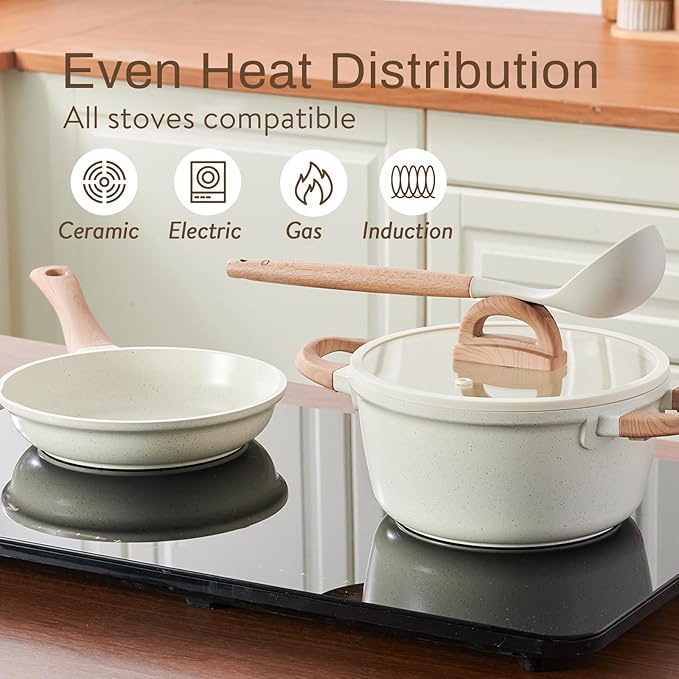 Pots and Pans Set Non Stick Ceramic Cookware Set 22-Piece Nonstick Kitchen Cooking Sets Stockpot Saucepan Frying Pans