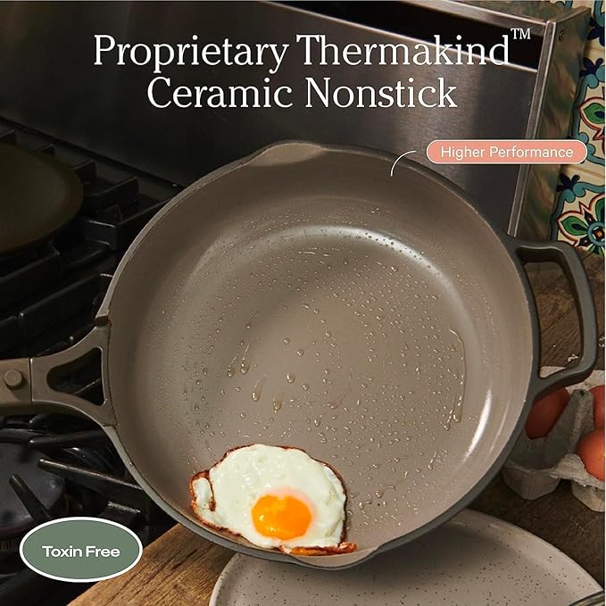 Our Place Mini Cookware Duo | 6-Piece Ceramic Cookware Set with Mini Always Pan & Mini Perfect Pot | Induction & Oven Safe up to 450°F | Nonstick, PFAS-Free Non-Toxic Cookware | Sage