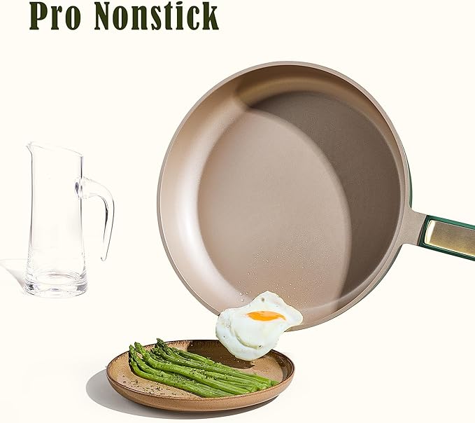 CAROTE 9.5'' and 11'' Nonstick Frying Pans Skillet, NonStick Fry Pan Egg Pan Omelet Pans,Healthy & PFOA Free, Induction-Compatible, Dishwasher Safe & Includes Silicone Spatula，Green