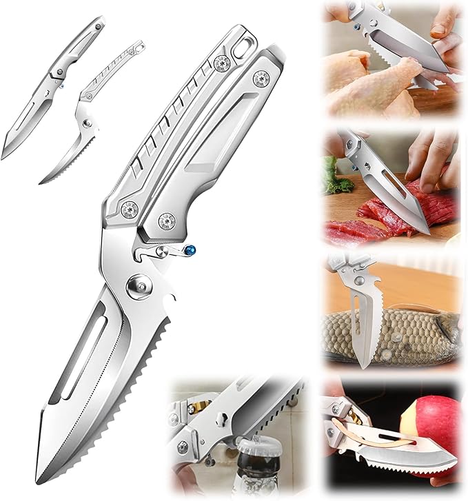 5-in-1 stainless steel kitchen poultry shears,spatchcock turkey shears heavy duty professional,butcher bone cutting scissors;,kitchen poultry scissors all purpose for food,meat,cooking