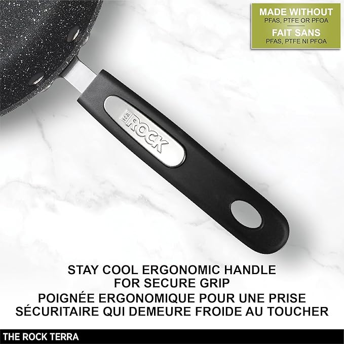 Starfrit The Rock Terra 20cm (8'') Ceramic Non-Stick Fry Pan - Thick Aluminum Base - PFAS Free - Easy to Clean - Black Marble