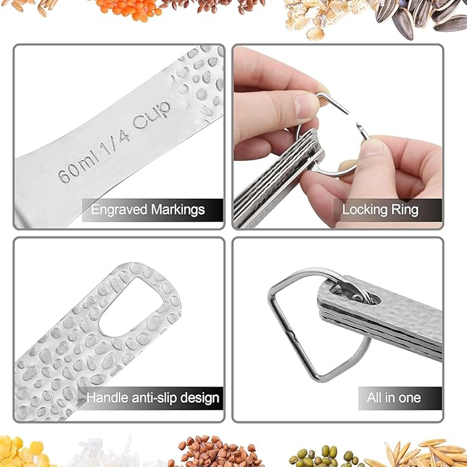 Smithcraft Measuring Cups and Spoons Set 14, Metric & US 18/8 Stainless Steel Measuring Cups and Spoons Set, Dry & Liquid Metal 6 Measure Cups & 7 Measure Spoons w/Leveler for Kitchen & Baking