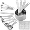 Smithcraft Measuring Cups and Spoons Set, 16 Piece Measuring Cup Set, 18/8 Stainless Steel Measuring Cups Spoons, Measure Cups & Measuring Spoons & Leveler & Measure Equivalents for Baking and Kitchen