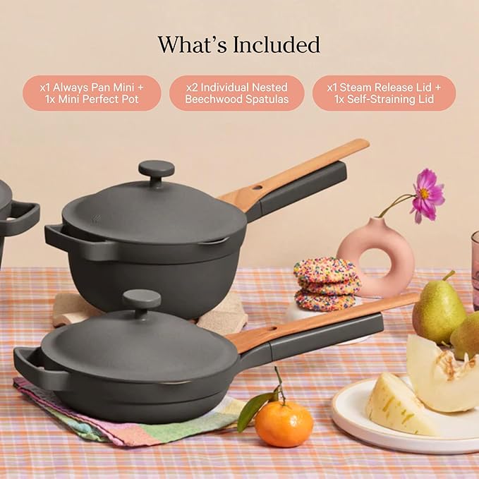 Our Place Mini Cookware Duo | 6-Piece Ceramic Cookware Set with Mini Always Pan & Mini Perfect Pot | Induction & Oven Safe up to 450°F | Nonstick, PFAS-Free Non-Toxic Cookware | Spice