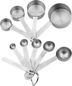 Measuring Cups and Spoons Set, 18/8 Stainless Steel Measuring Cups and Spoons for Baking & Cooking, Metric & US 4 Kitchen Measure Cup and 5 Measure Spoon with Leveler for Liquid & Drying