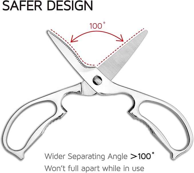 Come Apart Kitchen Shears by WELLSTAR, Multi-purpose Heavy Duty German Stainless Steel Food Scissors for Cutting Meat Poultry Chicken Vegetable, Durable One Piece Construction, Mirror Finish