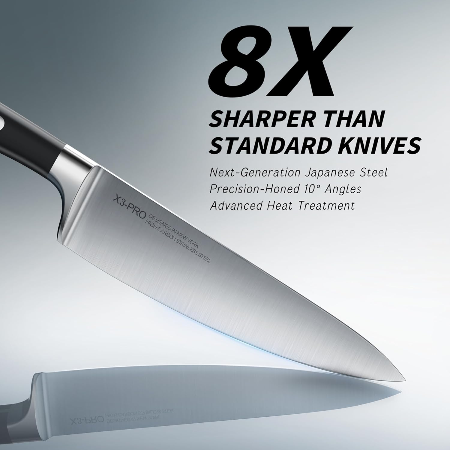 Knife Set with Block Premium, Japanese 15 Piece Ultra Sharp High Carbon Stainless Steel Kitchen Knives set with Sharpener, Professional Knife Block Set with Ergonomic Handle for Home Chefs