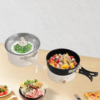 LYNICESHOP Electric Hot Cooker Pot, 110V Hot Pot with Steamer Steamer Mini Multifunctional Pan Portable Mini Travel Cooker Non-Stick Electric Skillet Ramen Noodles Pasta (White)