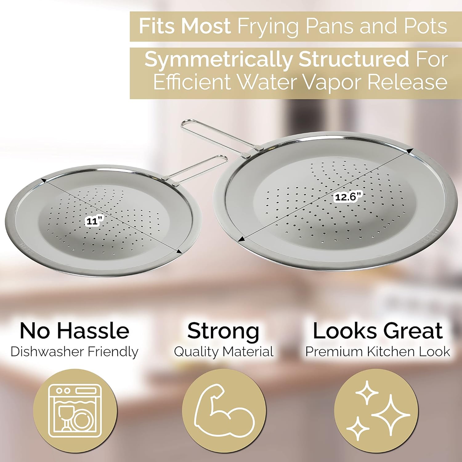 LUCETE Stainless Steel Splatter Screen 11" – Hot Grease Splatter Screen for Frying Pan - Oil Splash Guard - Protect your Skin from Burn & Keep Your Kitchen Cleaner (11inch)