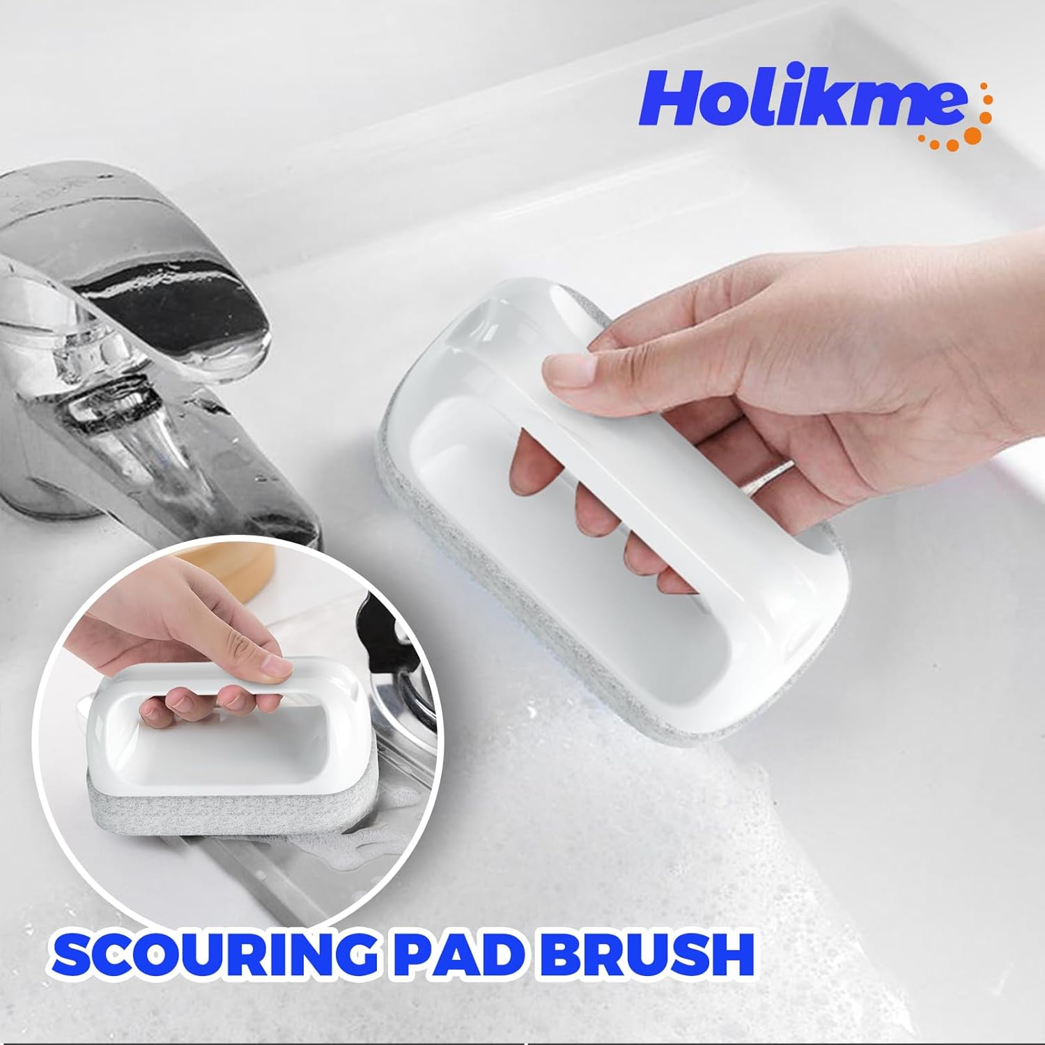Holikme Cleaning Brush Set, Scouring Pad for Cleaning, Groove Gap Brushes for Pot, Pan, Kitchen Sink, Wire Brushes (Azul)