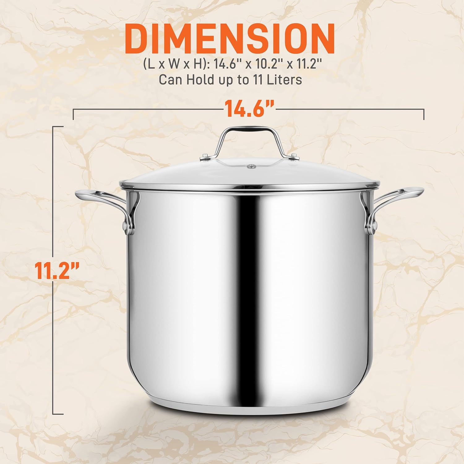 NutriChef 12-Quart Stainless Steel Stock Pot - 18/8 Food Grade Stainless Steel Heavy Duty Induction - Large Stockpot for Stews, Simmering & Soups with See Through Lid, Dishwasher Safe - NCSP12