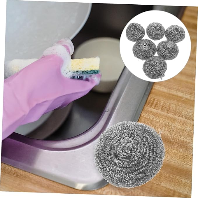 PartyKindom 20-Pack Stainless Steel Scrubbers Dish Cleaning Pads for Pots Pans Steel Scrubbers for Kitchen Use