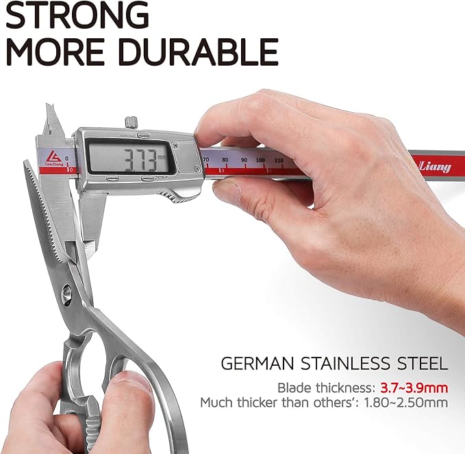 Multipurpose Kitchen Shears by WELLSTAR, Come Apart Heavy Duty German Stainless Steel Food Scissors for Cutting Meat Poultry Chicken Vegetable, Plus Handy Onion Slicing Holder, Gift Box Pack