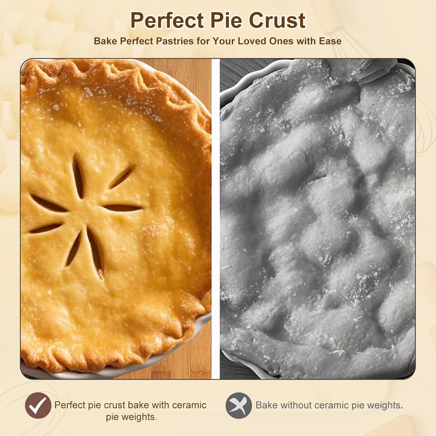 0.83LB Ceramic Pie Weights for Baking, Premium Natural Baking Beans，Reusable Ceramic Stoneware Suitable for Various Pies and Pastries