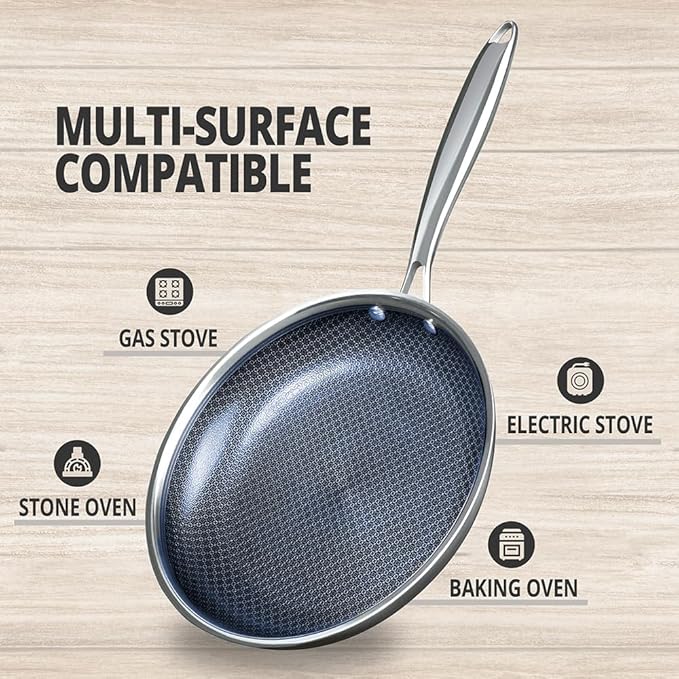 THE COOK'S COMPANY Non-Stick Frying Pan Set - 8-Inch, 9.5-Inch, 11-Inch Skillets with Premium Nonstick Coating for Easy Cleanup and Versatile Cooking